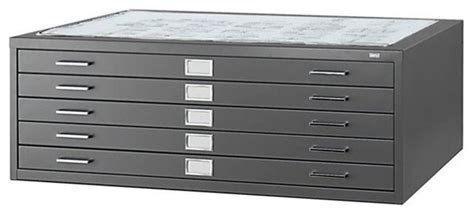 Scranton & Co 5 Drawers Modern Metal Flat Files Cabinet in Black